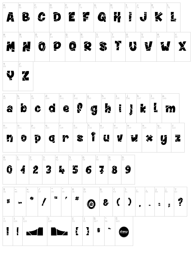 Winter in Alaska font map